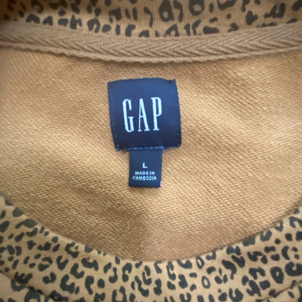 Gap Vintage Soft Puff Sleeve Sweatshirt in Brown Cheetah Print - Size L - Picture 4 of 5